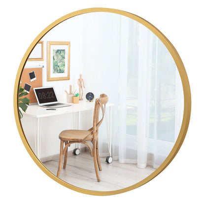 16-inch Round Wall Mirror with Aluminum Alloy Frame, Golden Mirrors   at Gallery Canada