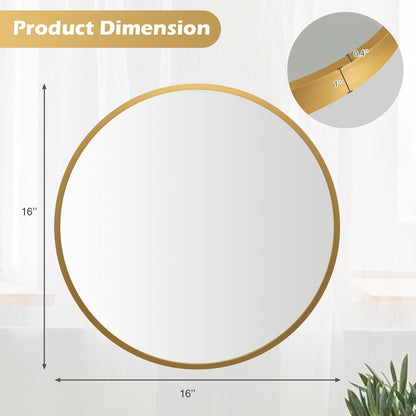 16-inch Round Wall Mirror with Aluminum Alloy Frame, Golden Mirrors   at Gallery Canada