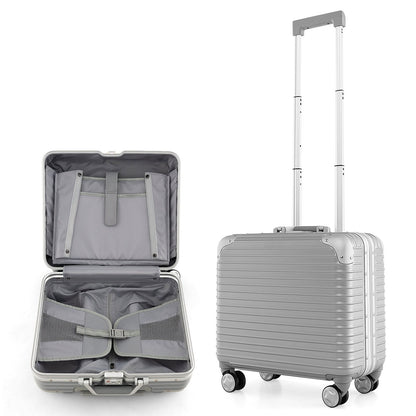 16 Inch Under-seat Carry On Luggage with Spinner Wheels and Laptop Compartment-Sliver, Silver Kids Luggage   at Gallery Canada