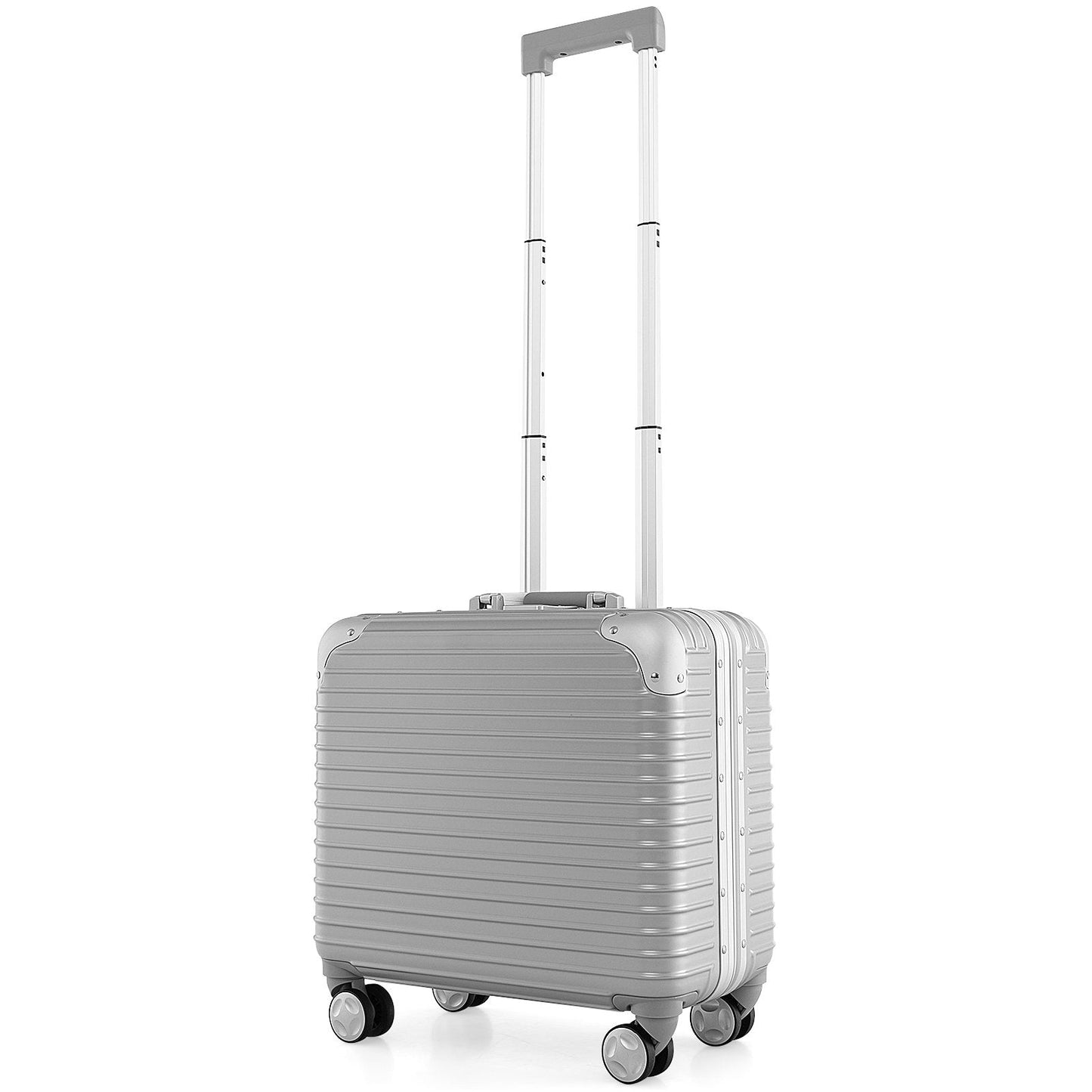 16 Inch Under-seat Carry On Luggage with Spinner Wheels and Laptop Compartment-Sliver, Silver Kids Luggage   at Gallery Canada