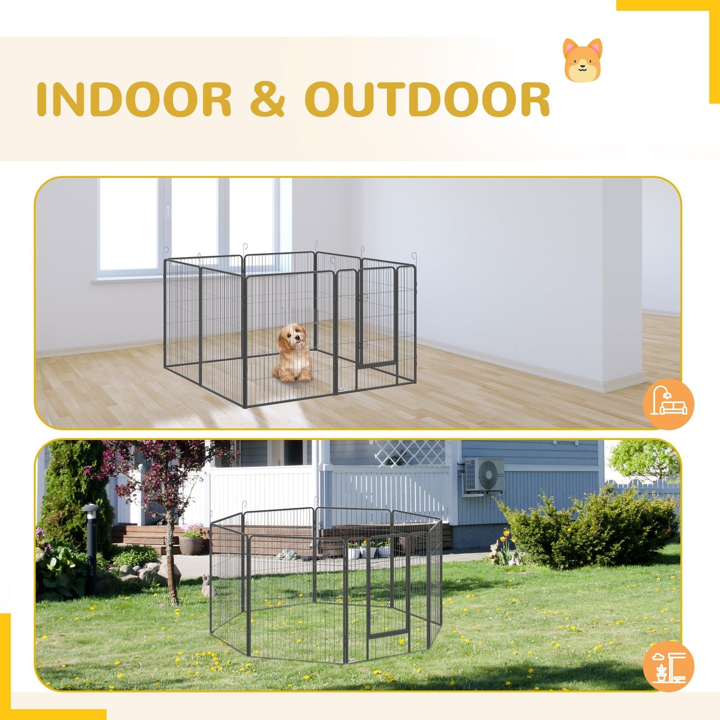 16 Panel 39" Height Heavy Duty Dog Playpen for Small Medium Large Dogs, Grey Houses, Kennels & Pens   at Gallery Canada