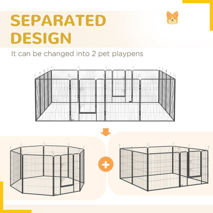 16 Panel 39" Height Heavy Duty Dog Playpen for Small Medium Large Dogs, Grey Houses, Kennels & Pens   at Gallery Canada