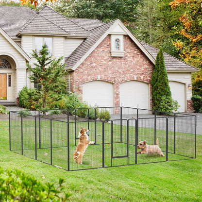 16 Panel 39" Height Heavy Duty Dog Playpen for Small Medium Large Dogs, Grey Houses, Kennels & Pens   at Gallery Canada