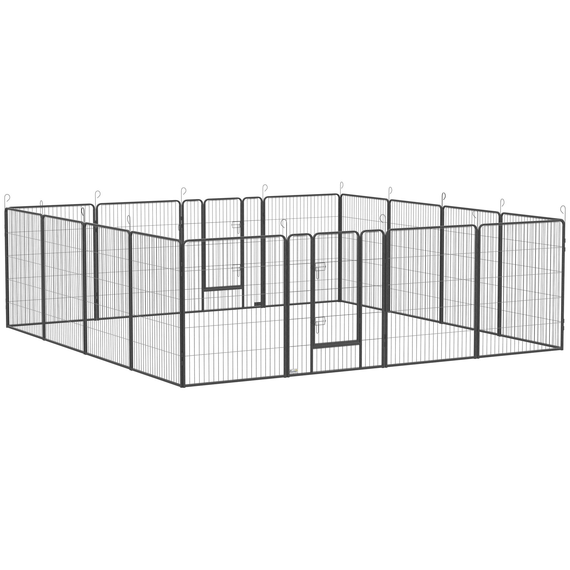 16 Panel 39" Height Heavy Duty Dog Playpen for Small Medium Large Dogs, Grey Houses, Kennels & Pens Grey  at Gallery Canada