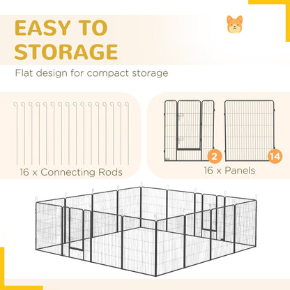 16 Panel 39" Height Heavy Duty Dog Playpen for Small Medium Large Dogs, Grey Houses, Kennels & Pens   at Gallery Canada