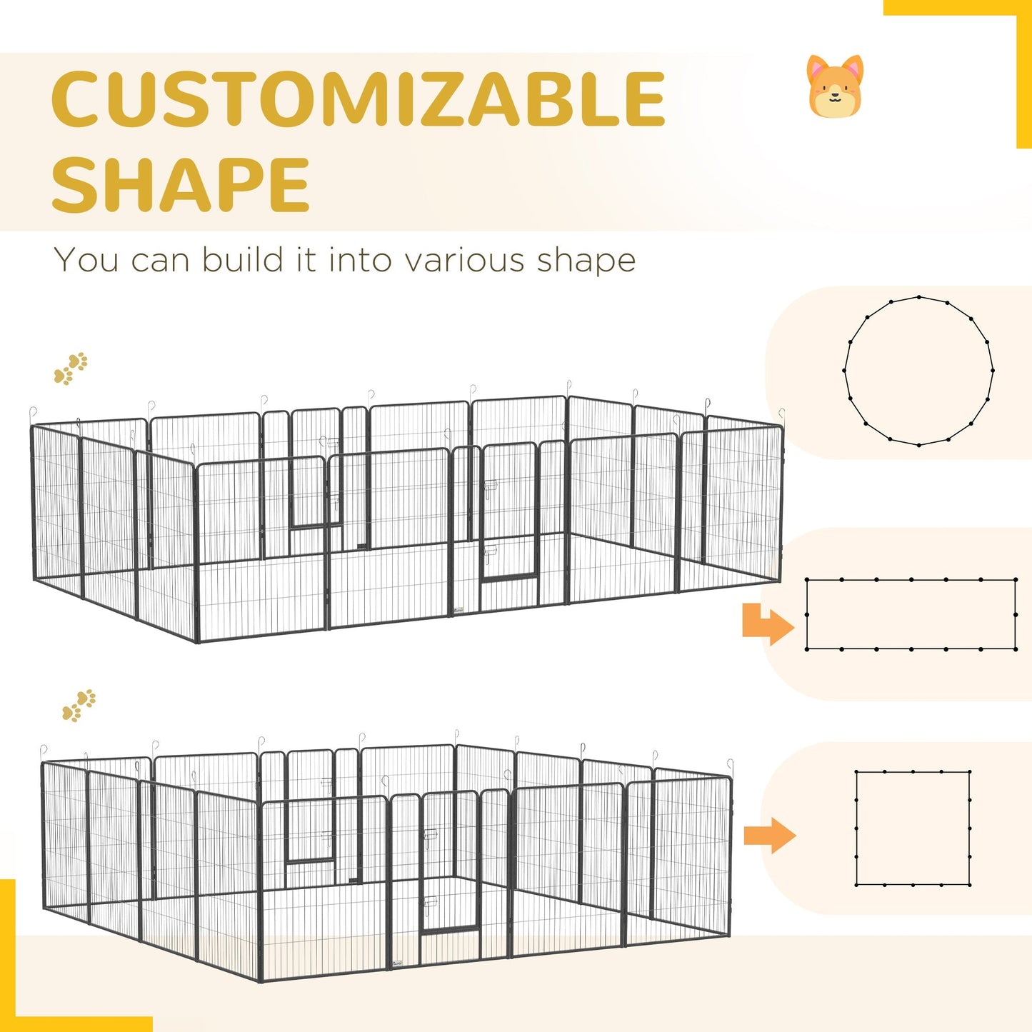 16 Panel 39" Height Heavy Duty Dog Playpen for Small Medium Large Dogs, Grey Houses, Kennels & Pens   at Gallery Canada