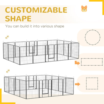 16 Panel 39" Height Heavy Duty Dog Playpen for Small Medium Large Dogs, Grey Houses, Kennels & Pens   at Gallery Canada