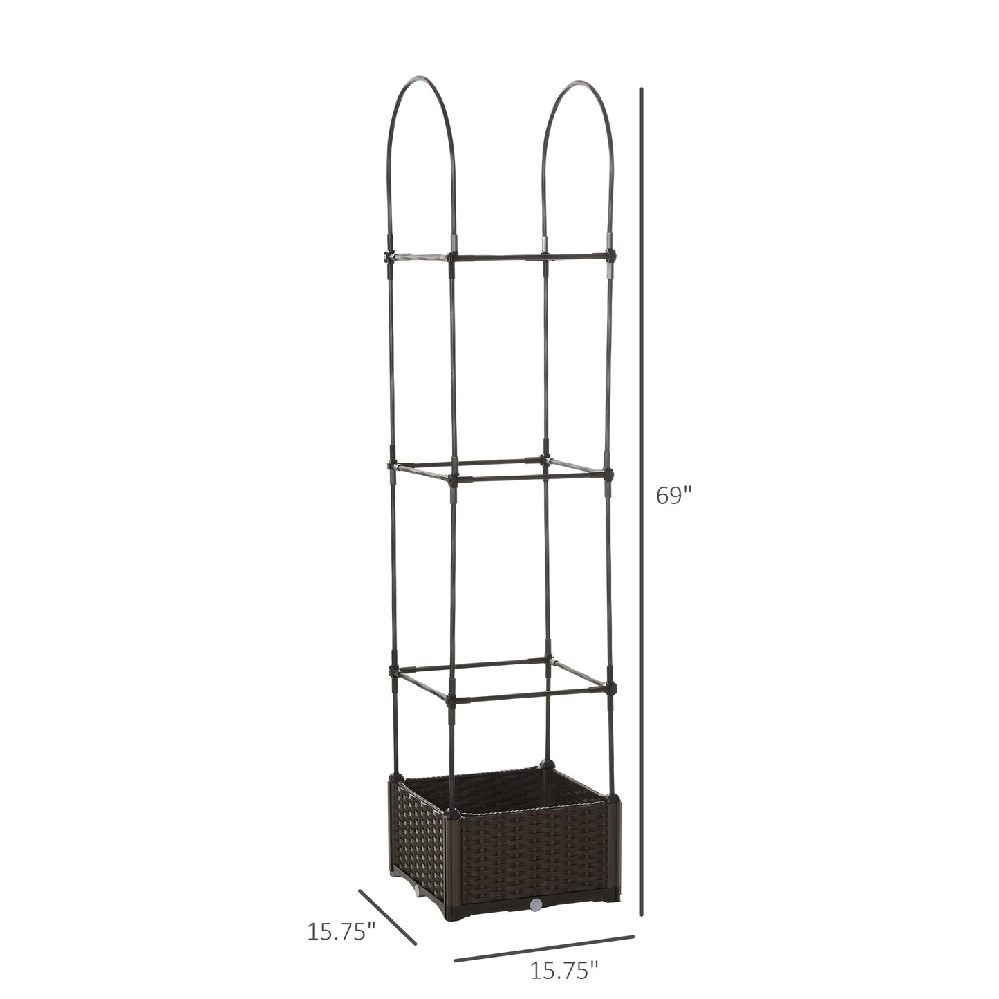 16'' x 16'' x 70'' Garden Bed with Trellis, Planter Box with Self-Watering Disk, Drainage Holes, &; Steel Frame for Climbing Plants Elevated Garden Beds   at Gallery Canada