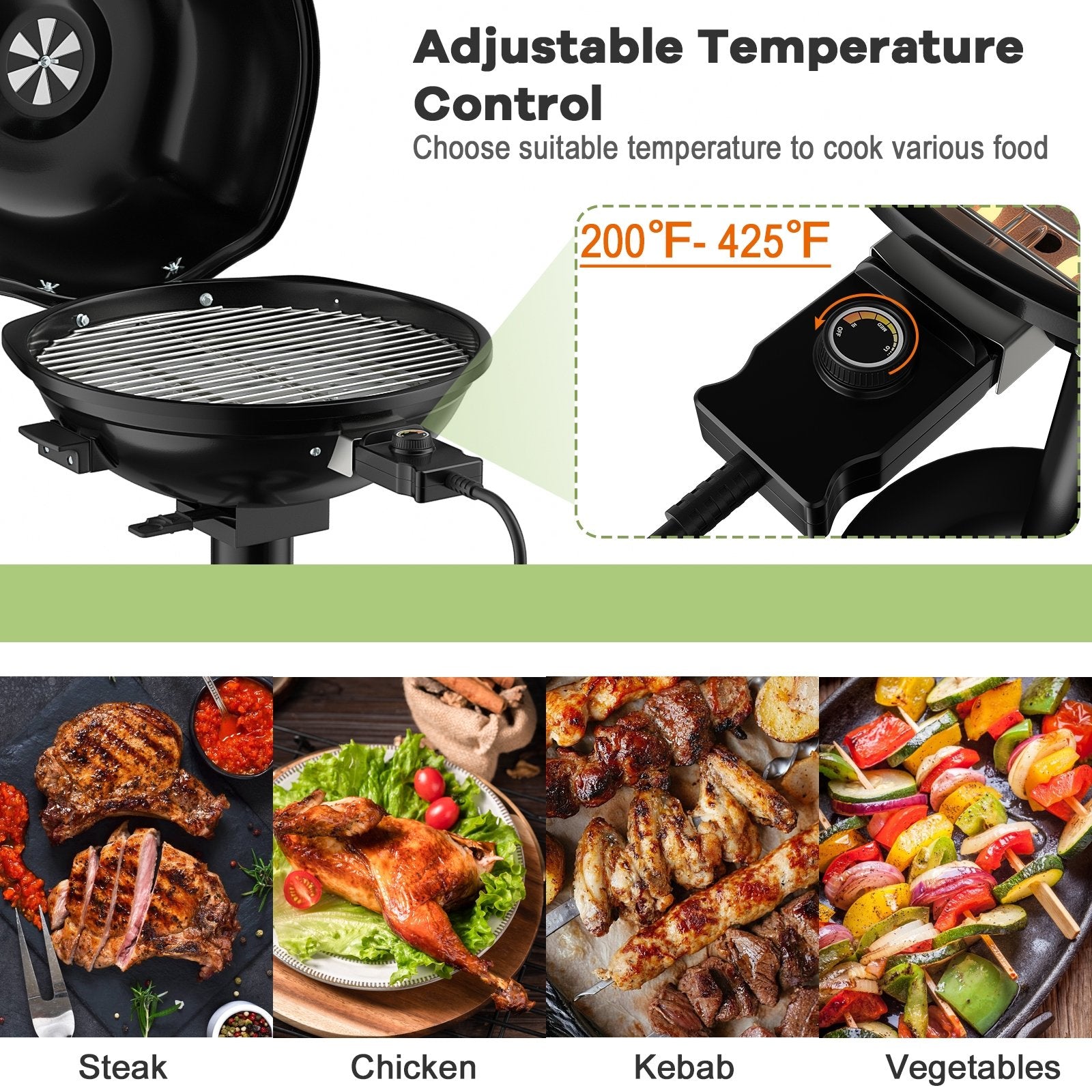 1600W Portable Electric BBQ Grill with Removable Non-Stick Rack, Black Outdoor Grills   at Gallery Canada