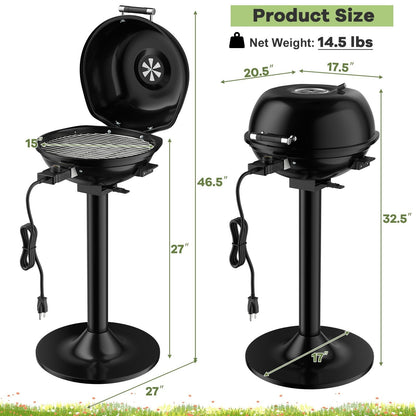 1600W Portable Electric BBQ Grill with Removable Non-Stick Rack, Black Outdoor Grills   at Gallery Canada