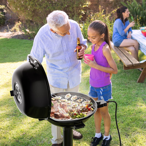 1600W Portable Electric BBQ Grill with Removable Non-Stick Rack, Black