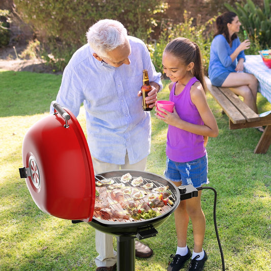 1600W Portable Electric BBQ Grill with Removable Non-Stick Rack, Black & Red Outdoor Grills   at Gallery Canada