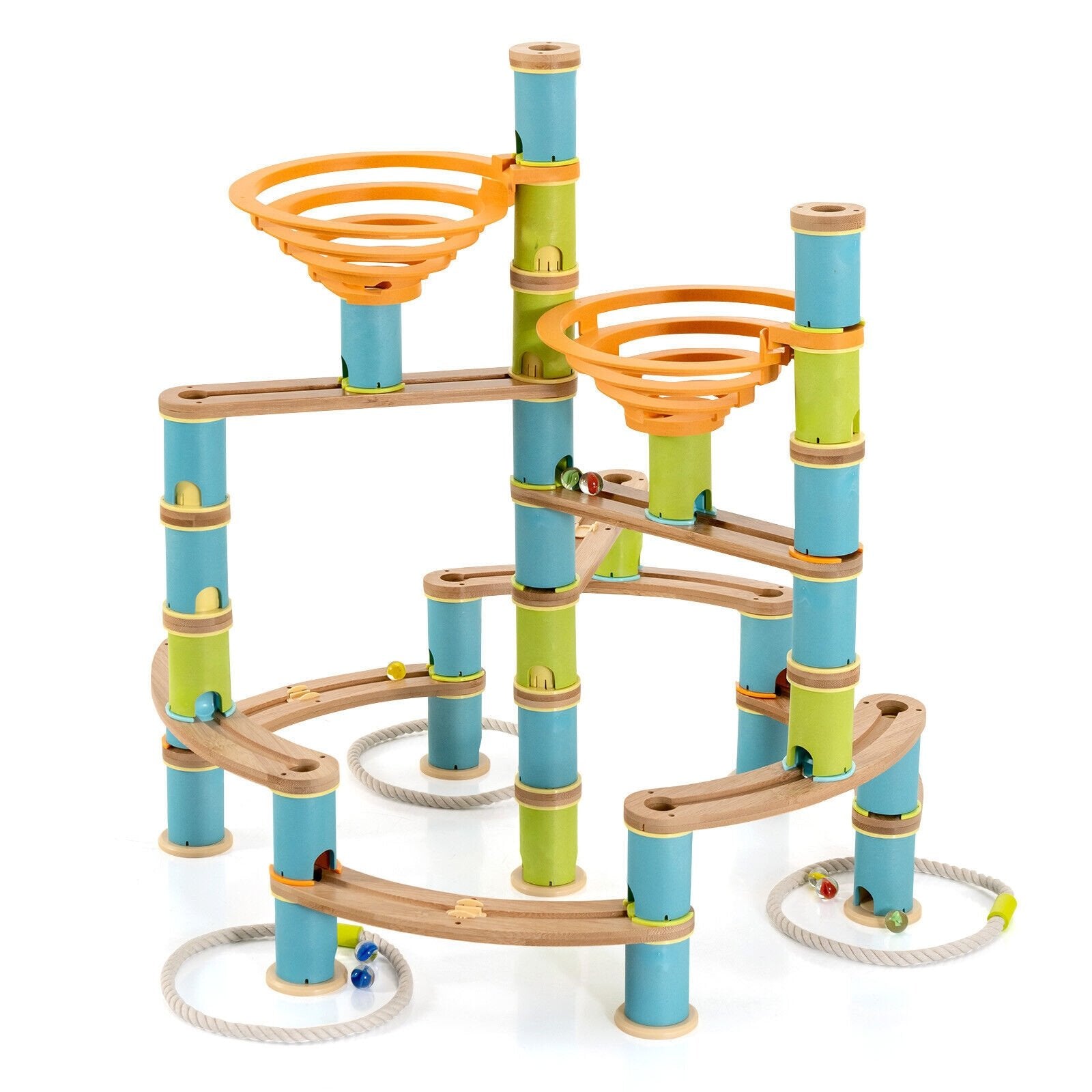 162 Pieces Bamboo Marble Run Educational Learning Toy Set, Multicolor Learning Toys   at Gallery Canada