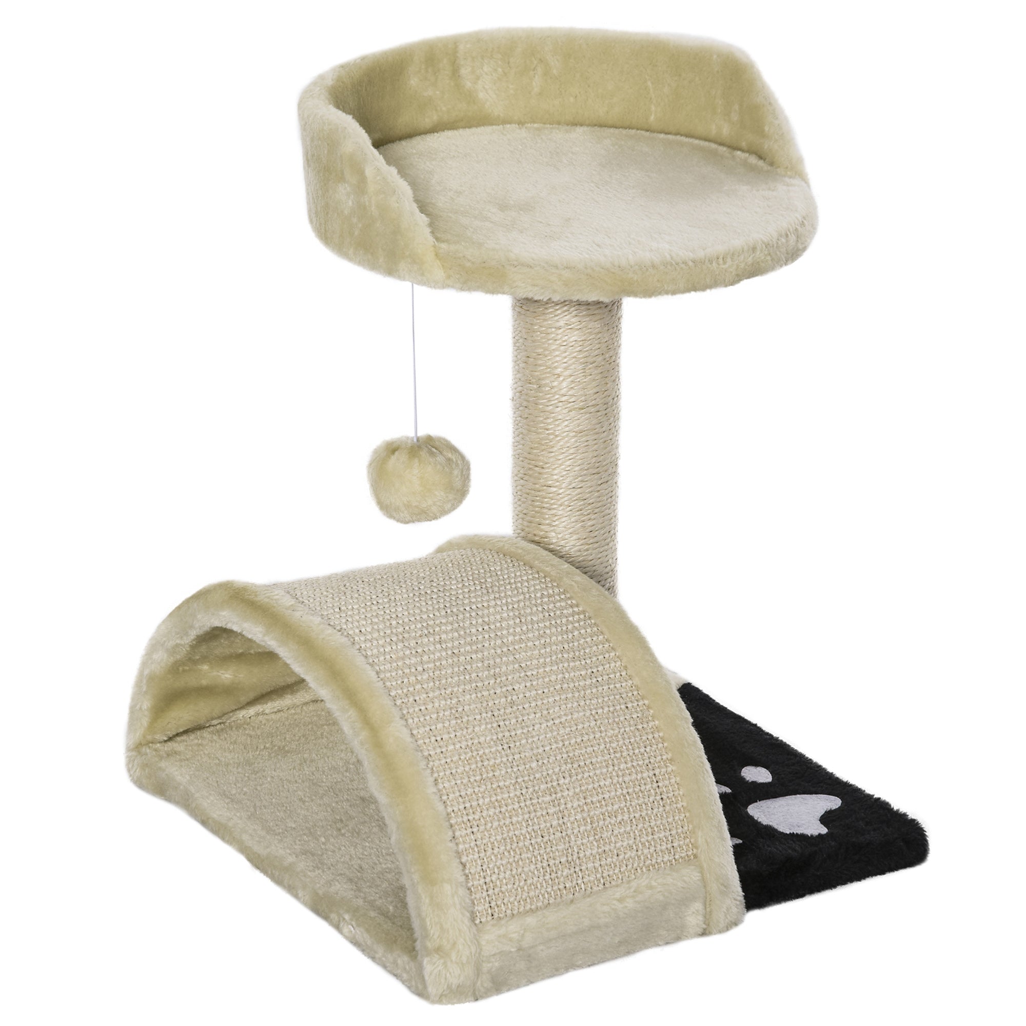 17” Cat Scratching Tree Kitty House Kitten Activity Centre Pet Bed Post Furniture with Hanging Toy (Beige) Cat Posts Beige  at Gallery Canada