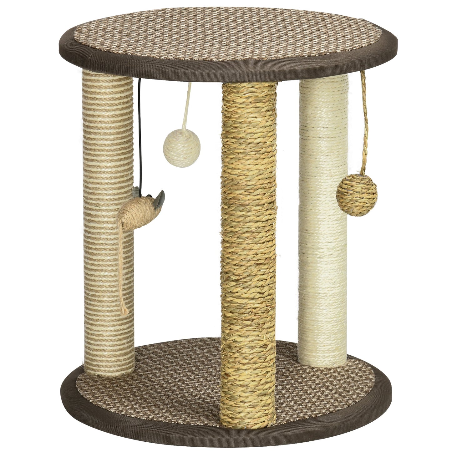 17" Cat Tree, Kitty Activity Centre with Hanging Toys, Cat Tower with Jute, Sisal, Seagrass Scratching Post, Brown Cat Towers   at Gallery Canada