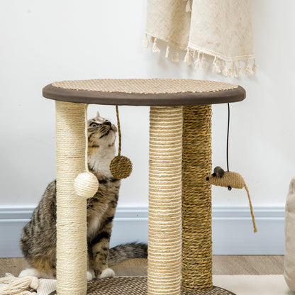 17" Cat Tree, Kitty Activity Centre with Hanging Toys, Cat Tower with Jute, Sisal, Seagrass Scratching Post, Brown Cat Towers   at Gallery Canada