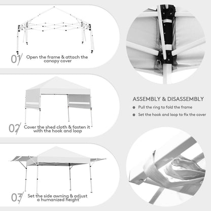 17 Feet x 10 Feet Foldable Pop Up Canopy with Adjustable Instant Sun Shelter, White Canopies   at Gallery Canada