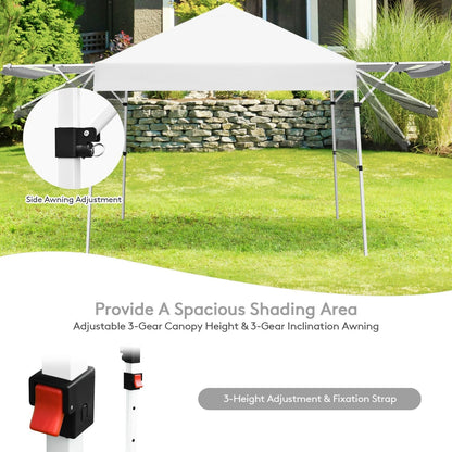 17 Feet x 10 Feet Foldable Pop Up Canopy with Adjustable Instant Sun Shelter, White Canopies   at Gallery Canada