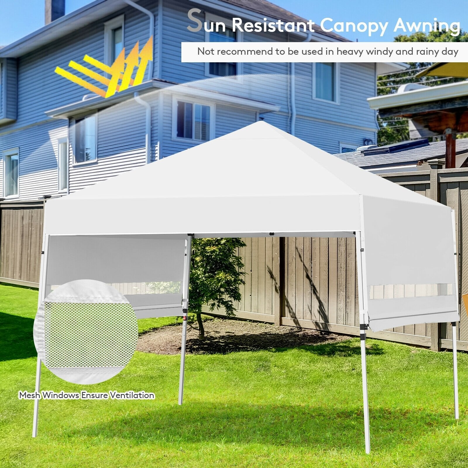 17 Feet x 10 Feet Foldable Pop Up Canopy with Adjustable Instant Sun Shelter, White Canopies   at Gallery Canada