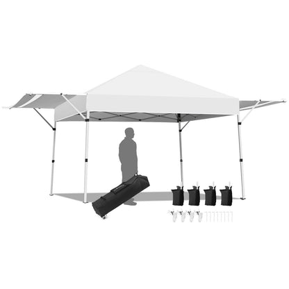 17 Feet x 10 Feet Foldable Pop Up Canopy with Adjustable Instant Sun Shelter, White Canopies   at Gallery Canada