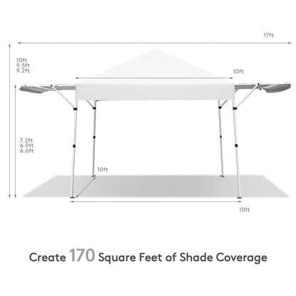 17 Feet x 10 Feet Foldable Pop Up Canopy with Adjustable Instant Sun Shelter, White Canopies   at Gallery Canada