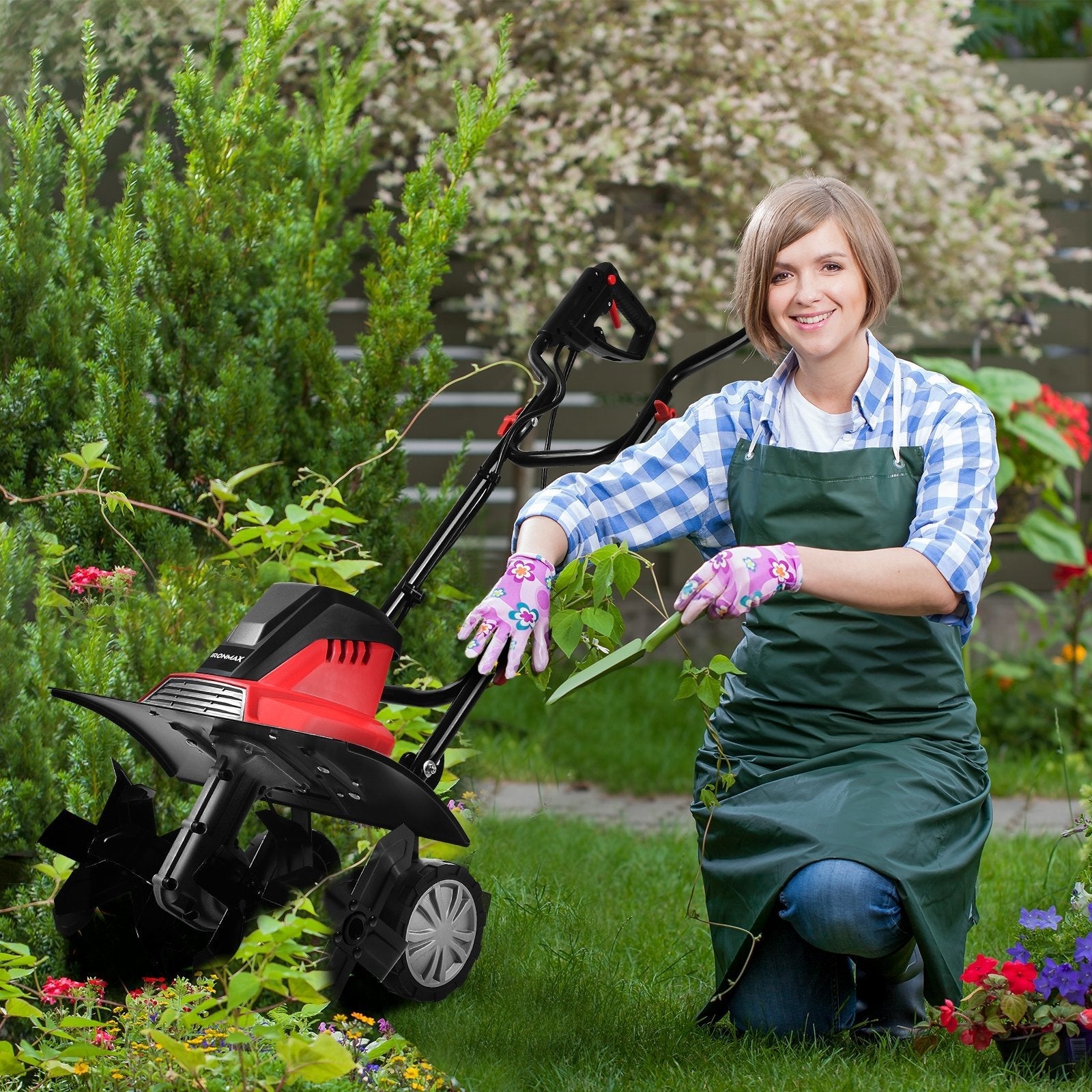 17-Inch 13.5 Amp Corded Electric Tiller and Cultivator 9-Inch Tilling Depth, Black & Red Garden Tools   at Gallery Canada