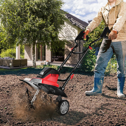 17-Inch 13.5 Amp Corded Electric Tiller and Cultivator 9-Inch Tilling Depth, Black & Red Garden Tools   at Gallery Canada