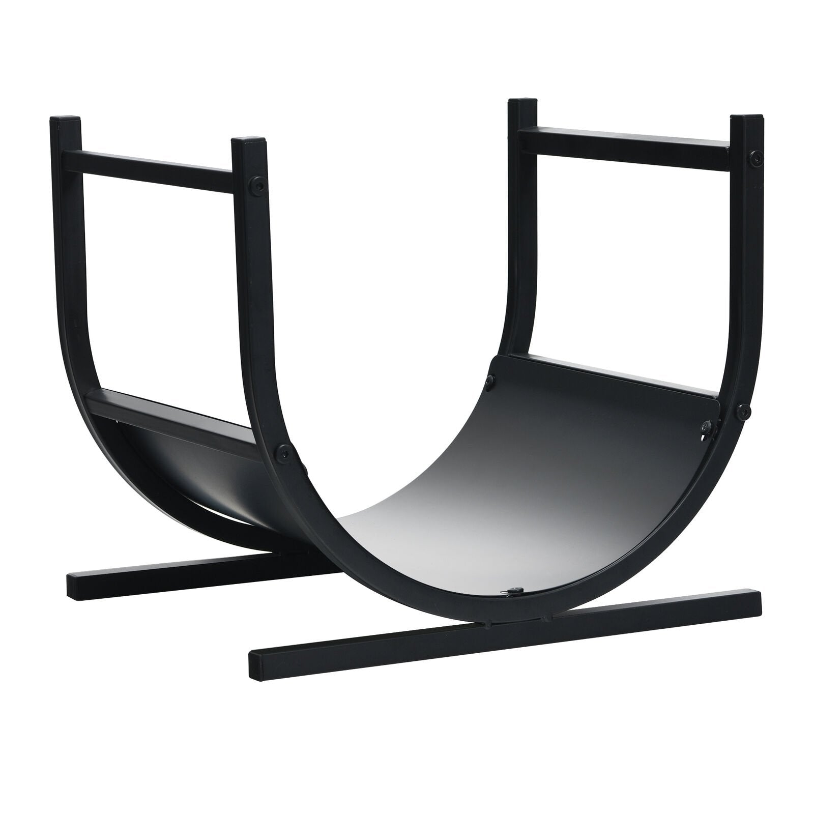 17 Inch U-Shaped Firewood Rack Steel, Black Log Storage   at Gallery Canada