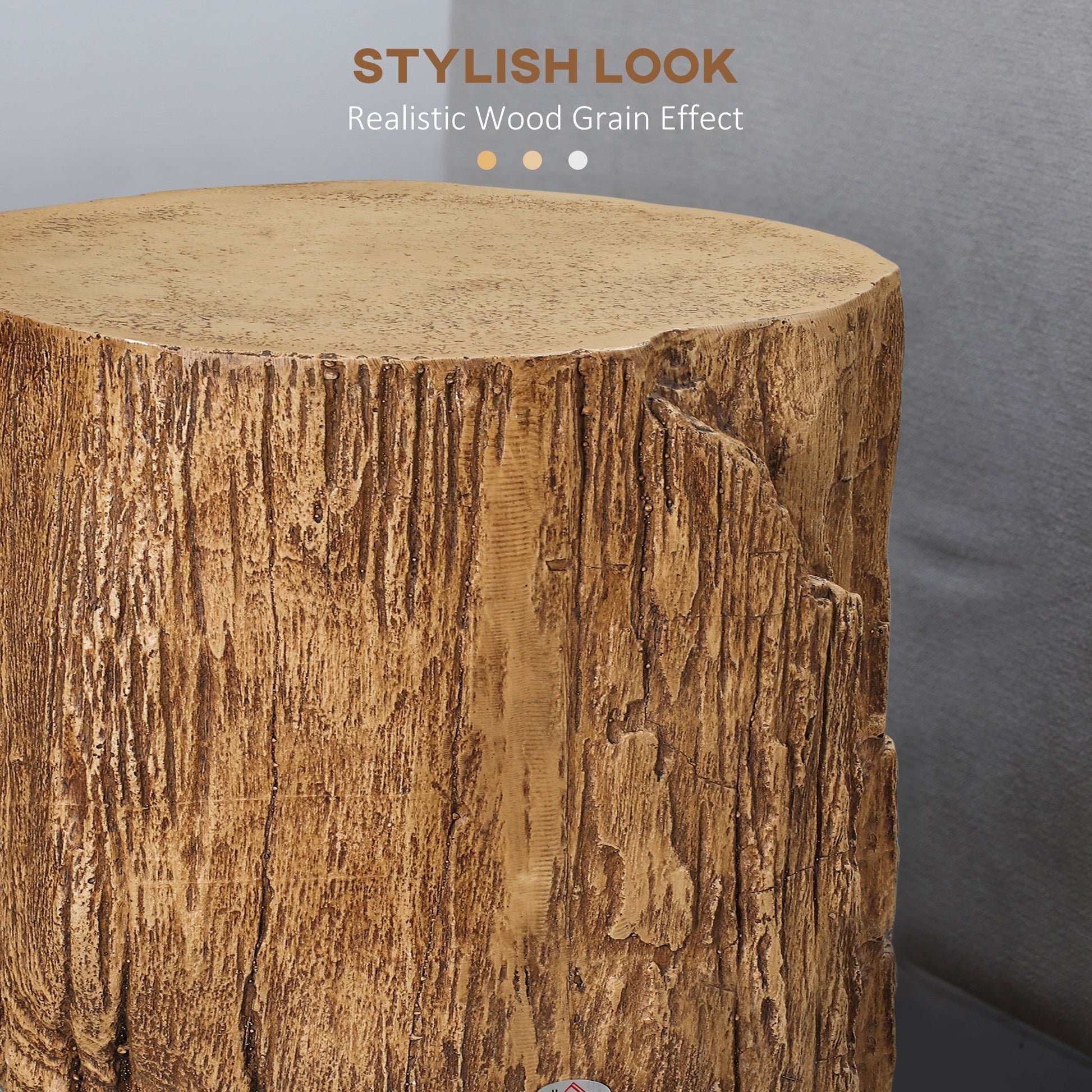 17" Tall Tree Stump End Table, Concrete Sofa Side Table for Indoor and Outdoor Use, Garden Stool, Natural Side Tables   at Gallery Canada