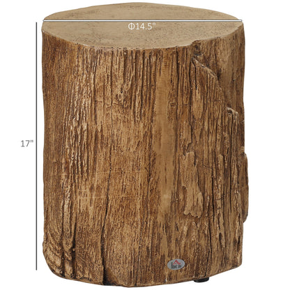 17" Tall Tree Stump End Table, Concrete Sofa Side Table for Indoor and Outdoor Use, Garden Stool, Natural Side Tables Natural  at Gallery Canada