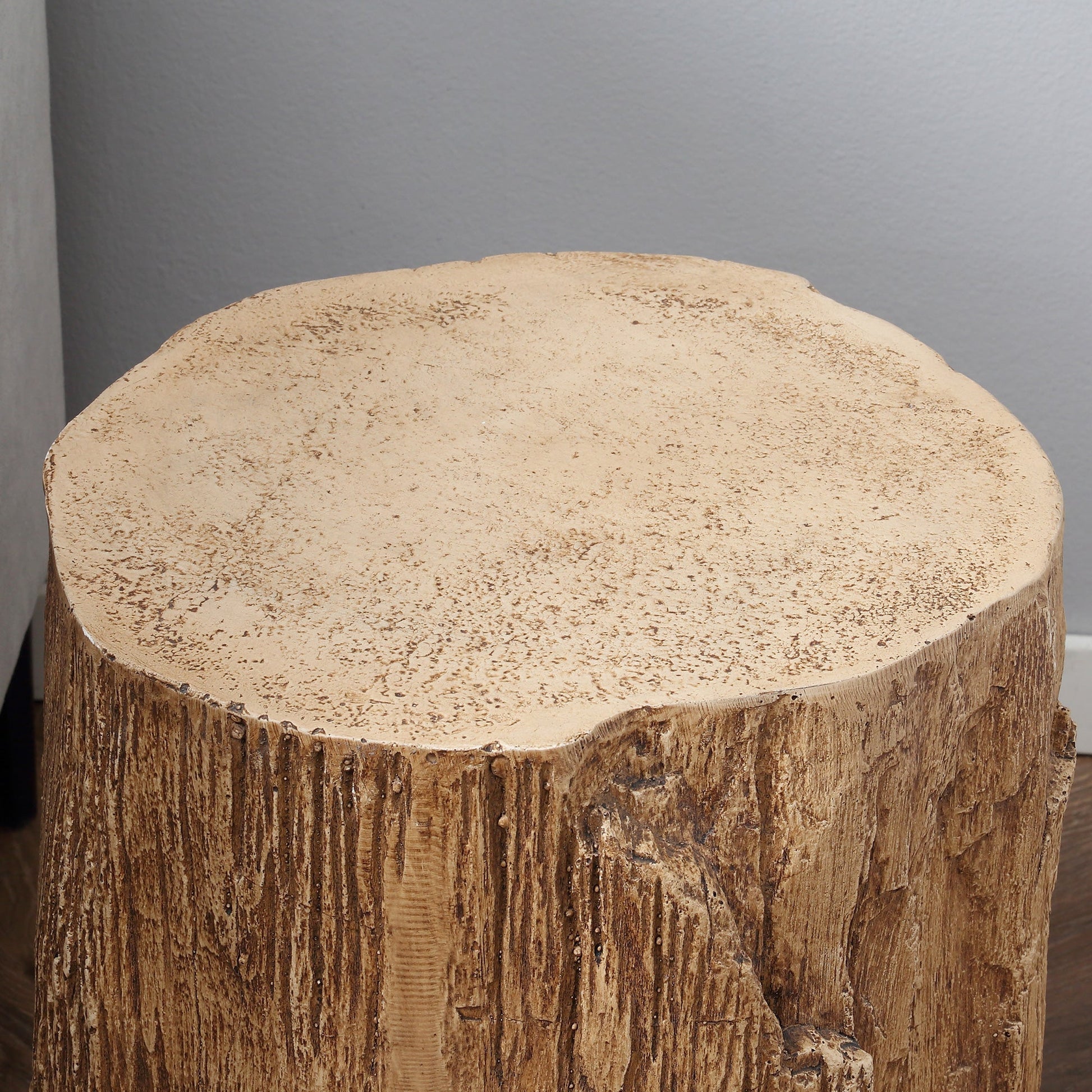 17" Tall Tree Stump End Table, Concrete Sofa Side Table for Indoor and Outdoor Use, Garden Stool, Natural Side Tables   at Gallery Canada