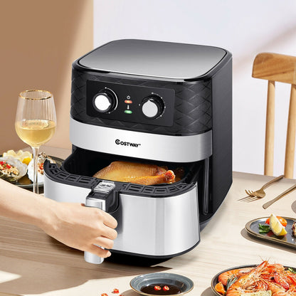 1700W 5.3 QT Electric Hot Air Fryer with Stainless steel and Non-Stick Fry Basket, Black Air Fryers   at Gallery Canada