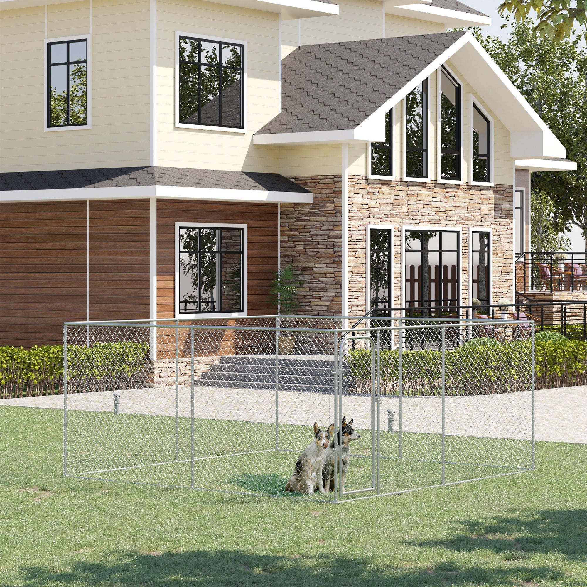 172.2 Sq. Ft. Dog Playpen Outdoor with Galvanized Steel Frame, for Small and Medium Dogs, 13' L x 13' W x 5.9' H Houses, Kennels & Pens   at Gallery Canada