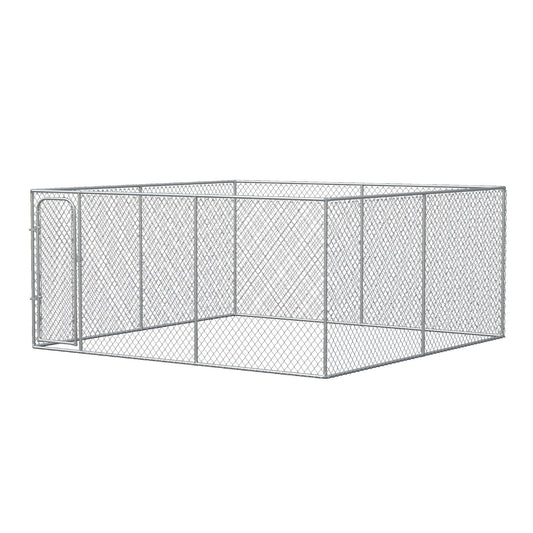 172.2 Sq. Ft. Dog Playpen Outdoor with Galvanized Steel Frame, for Small and Medium Dogs, 13' L x 13' W x 5.9' H Houses, Kennels & Pens Silver  at Gallery Canada