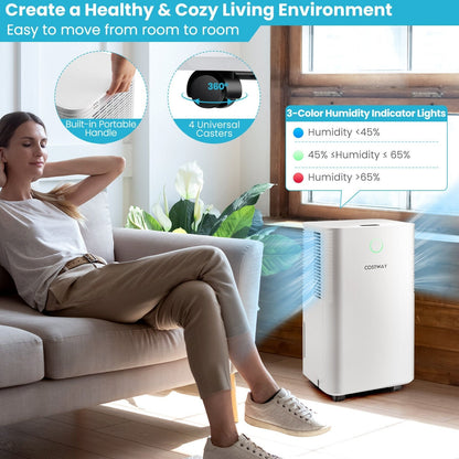 1750 Sq. Ft 32 Pints Dehumidifier with Auto Defrost and 24H Timer Drain Hose, White Dehumidifiers   at Gallery Canada