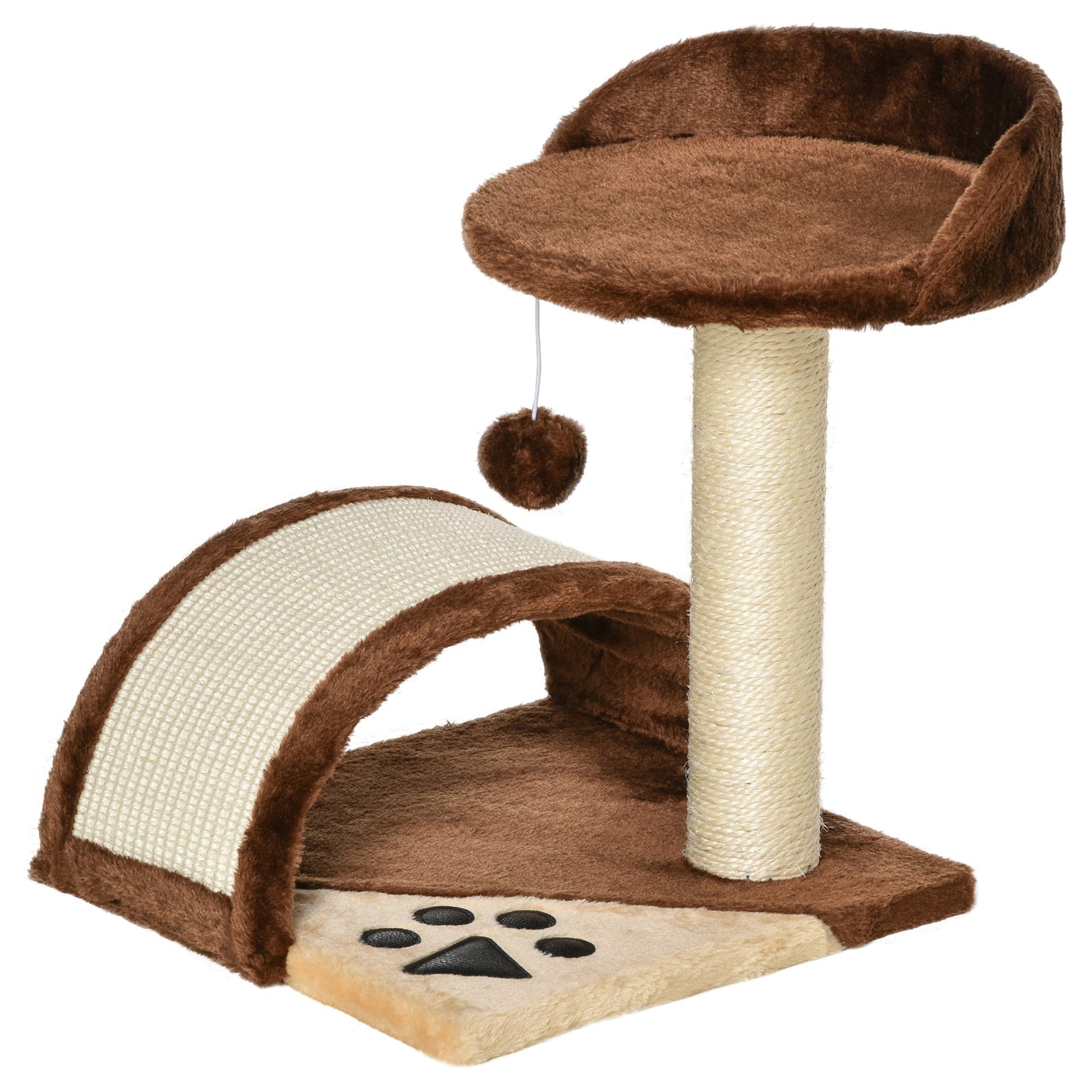 18" Cat Tree Scratching Kitty House Kitten Activity Centre Pet Bed Post Furniture with Hanging Toy (Brown) Cat Posts Brown  at Gallery Canada