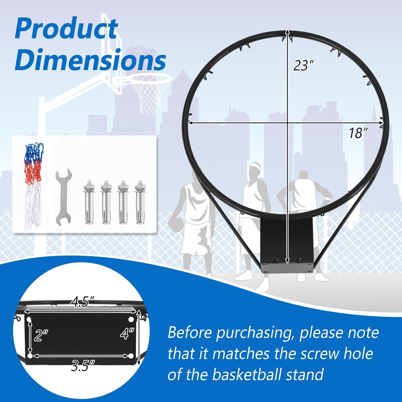 18-Inch Basketball Rim Goal Replacement with All Weather Net and Mounting Hardware, Black Sport Equipments   at Gallery Canada