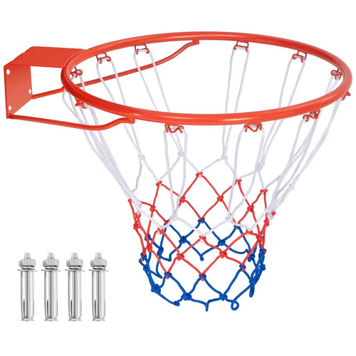 18-Inch Basketball Rim Goal Replacement with All Weather Net and Mounting Hardware, Orange