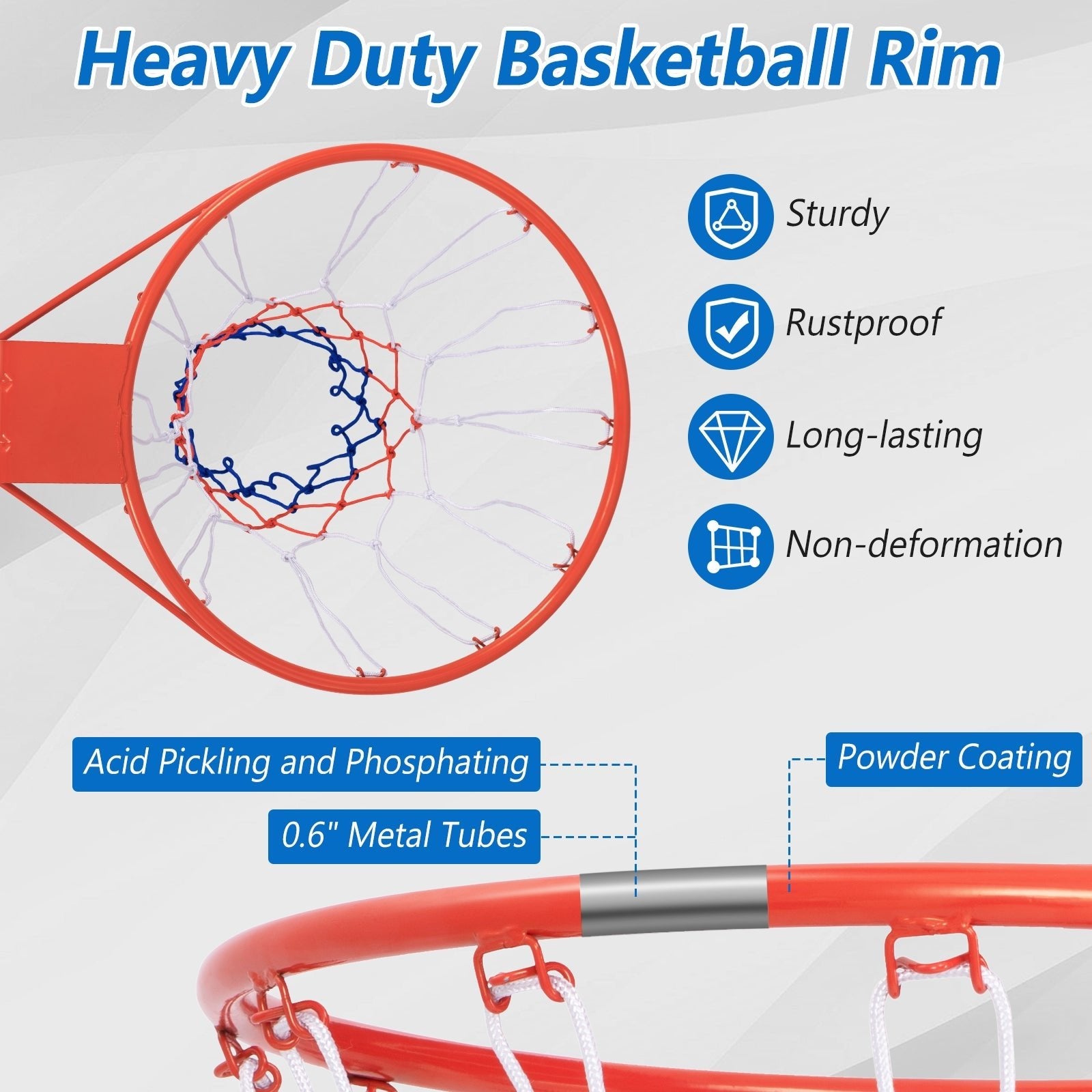 18-Inch Basketball Rim Goal Replacement with All Weather Net and Mounting Hardware, Orange Sport Equipments   at Gallery Canada