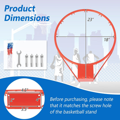 18-Inch Basketball Rim Goal Replacement with All Weather Net and Mounting Hardware, Orange Sport Equipments   at Gallery Canada