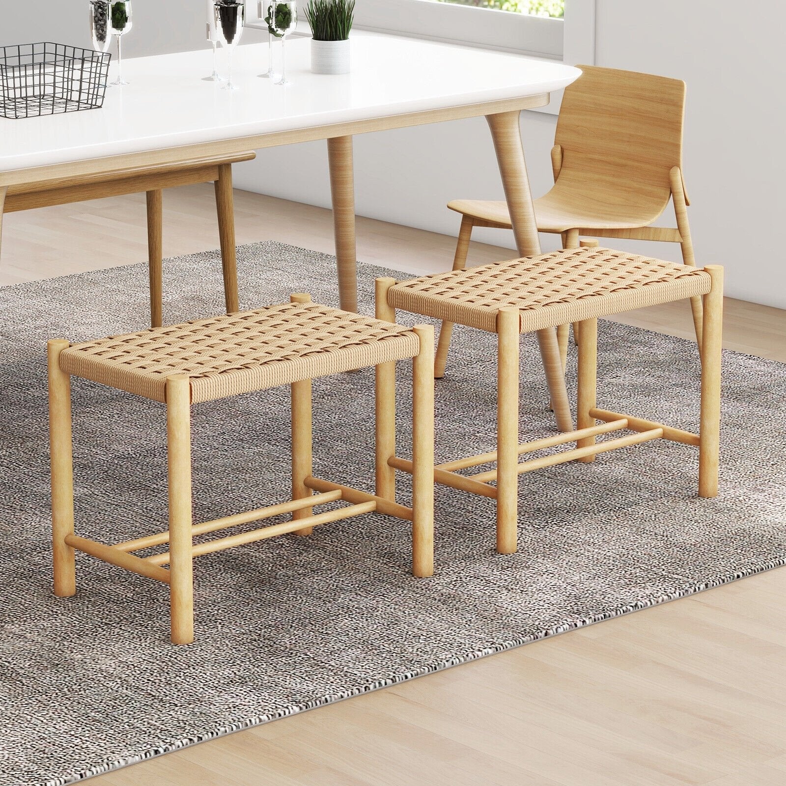 18 Inch Dining Stool Set of 2, Natural Bar Stools   at Gallery Canada