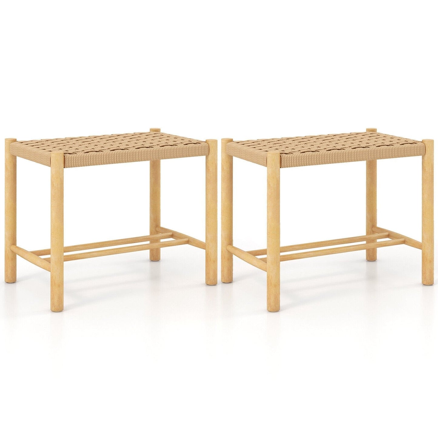 18 Inch Dining Stool Set of 2, Natural Bar Stools   at Gallery Canada