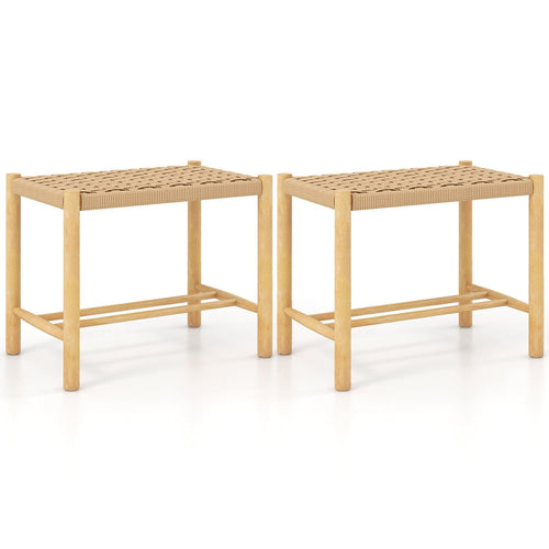 18 Inch Dining Stool Set of 2, Natural