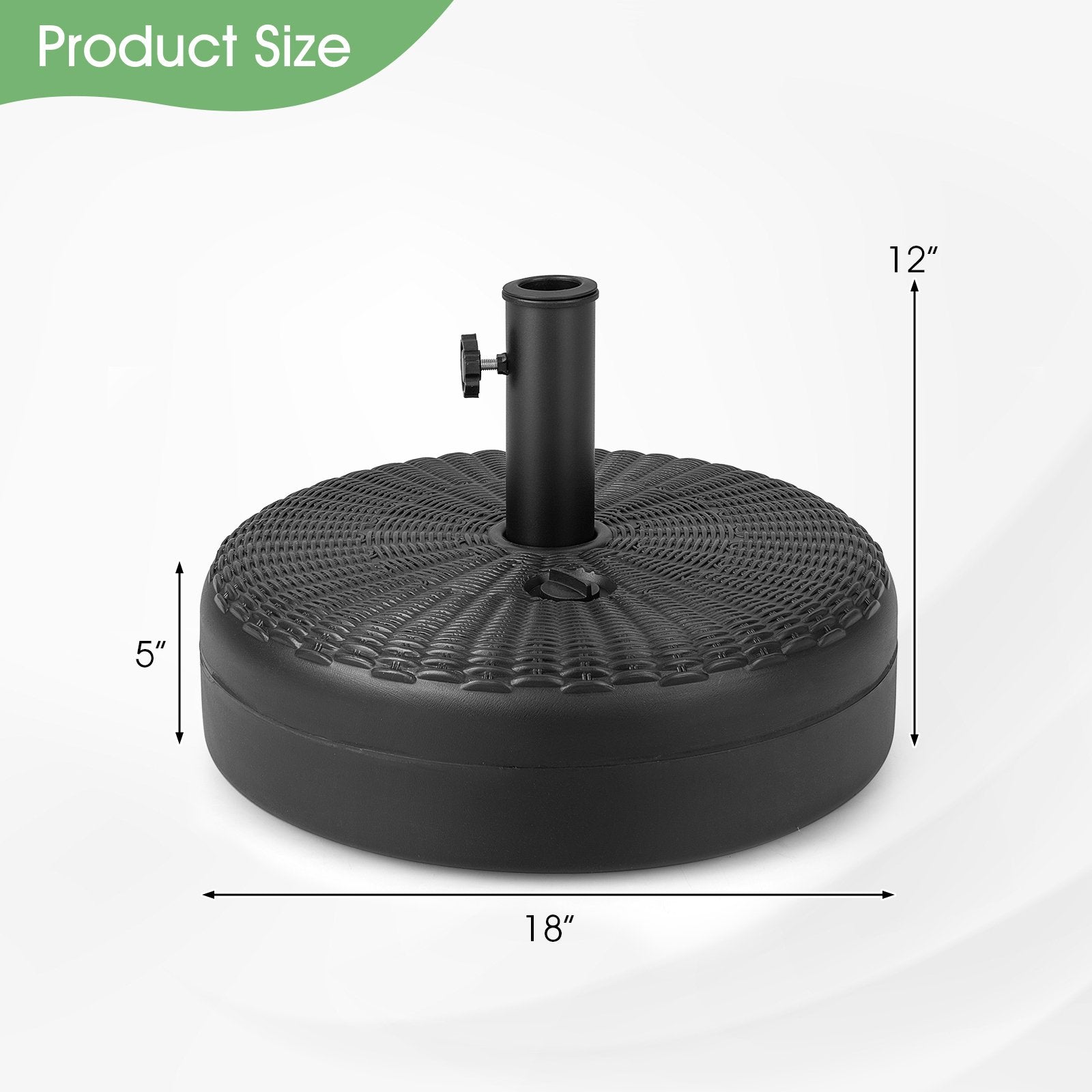 18 Inch Fillable Heavy-Duty Round Umbrella Base Stand, Black Outdoor Umbrella Bases   at Gallery Canada