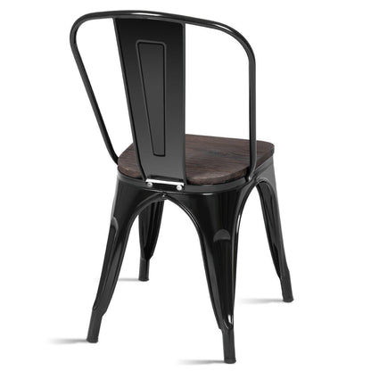 18 Inch Height Set of 4 Stackable Style Metal Wood Dining Chair, Black Dining Chairs   at Gallery Canada