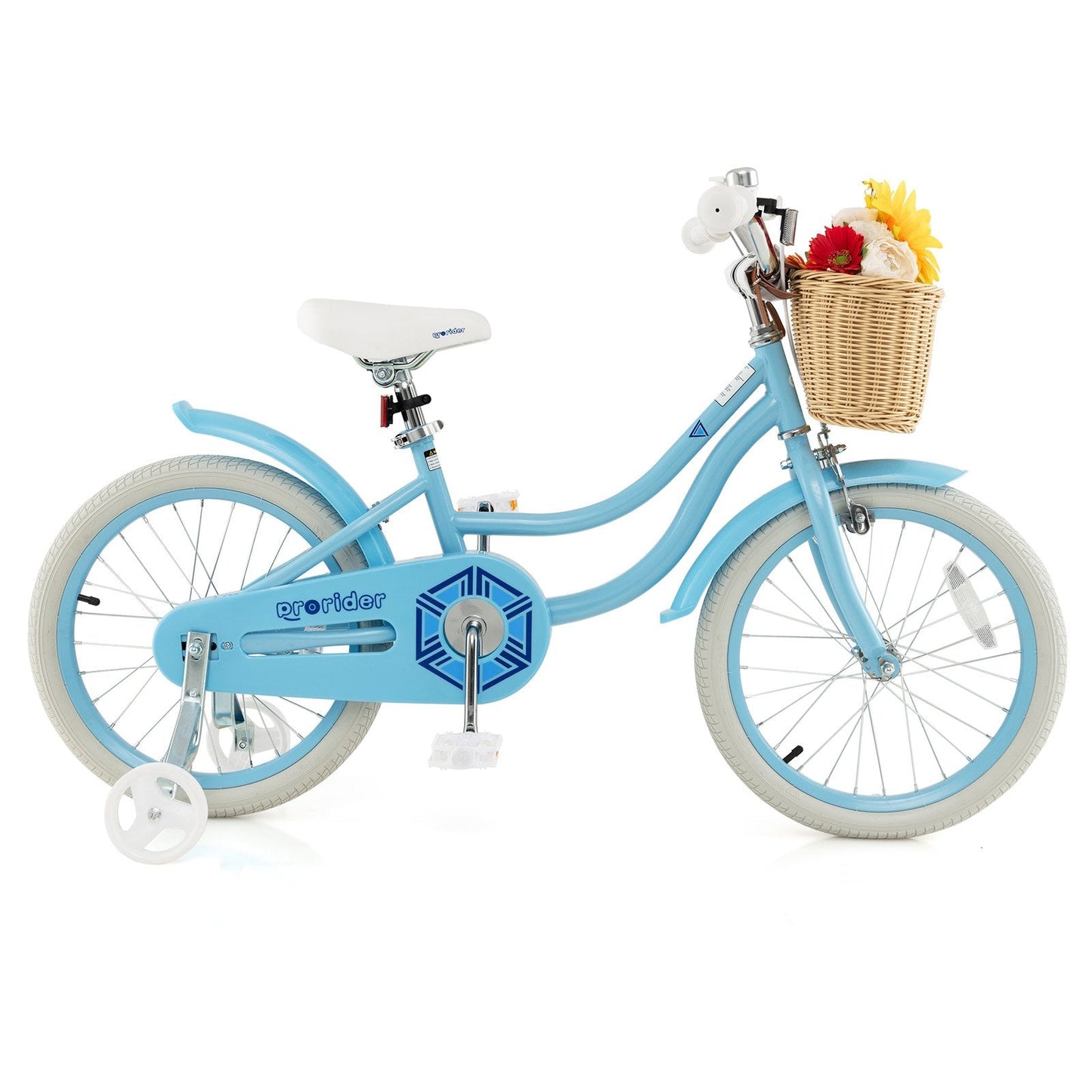 18-Inch Kids Bike with Training Wheels and Adjustable Handlebar Seat, Blue Kids Bike   at Gallery Canada