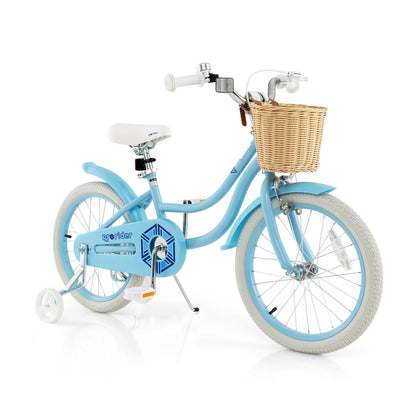 18-Inch Kids Bike with Training Wheels and Adjustable Handlebar Seat, Blue Kids Bike   at Gallery Canada