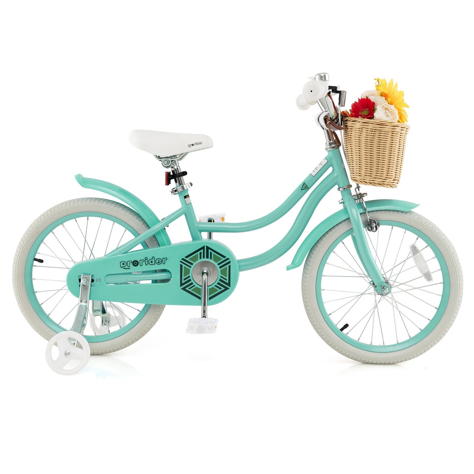 18-Inch Kids Bike with Training Wheels and Adjustable Handlebar Seat, Green Kids Bike   at Gallery Canada