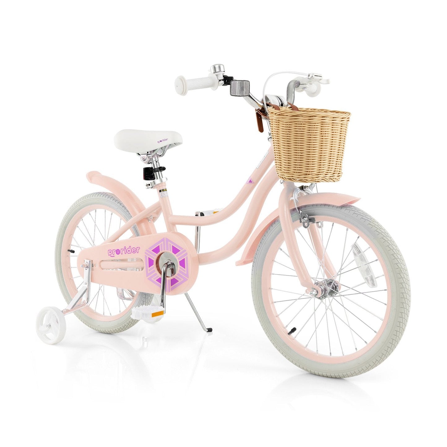 18-Inch Kids Bike with Training Wheels and Adjustable Handlebar Seat, Pink Kids Bike   at Gallery Canada