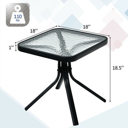 18 Inch Patio Coffee Side Table with Tempered Glass, Black Patio Coffee Tables   at Gallery Canada